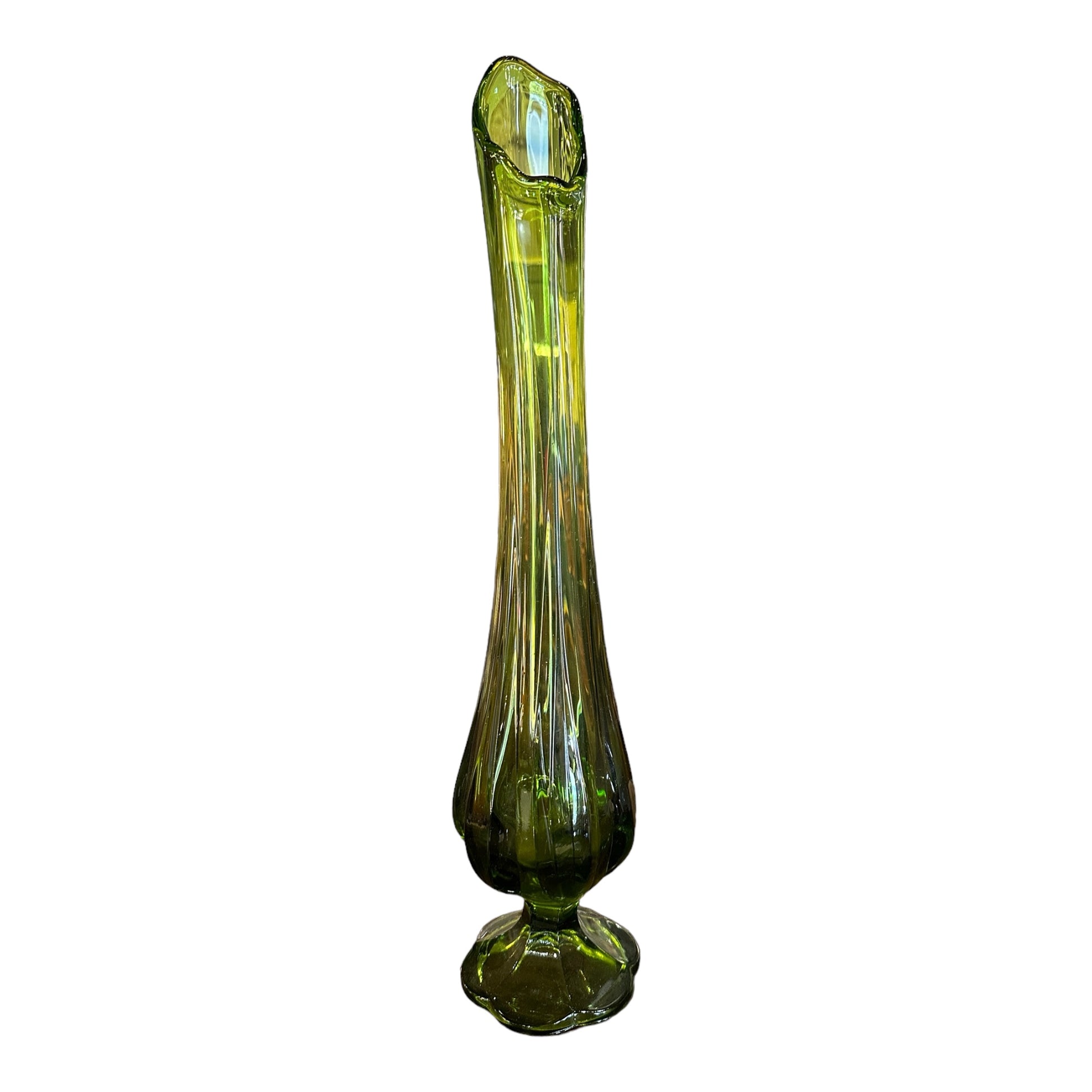 19" GREEN LE SMITH SWUNG VASE