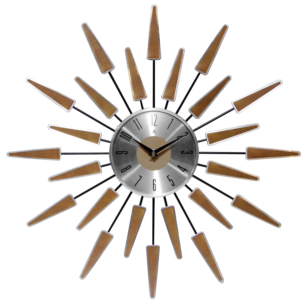 Midcentury/Modern Starburst Walnut Wall Clock 23 Inch