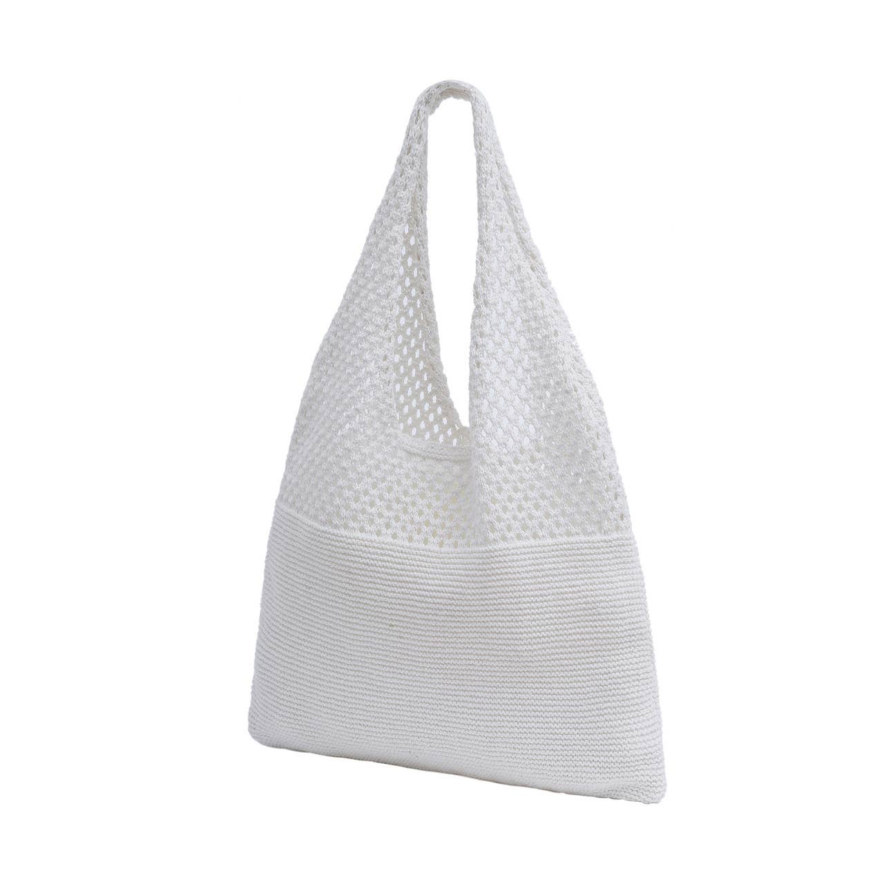 Mesh Knit Bag- White- 100% Polyester