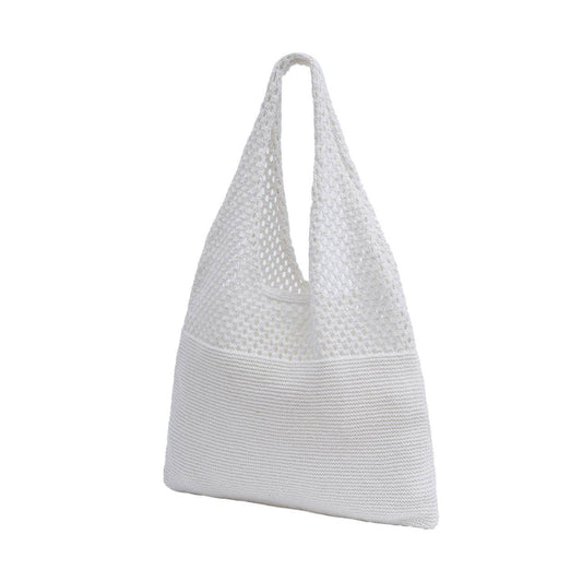 Mesh Knit Bag- White- 100% Polyester
